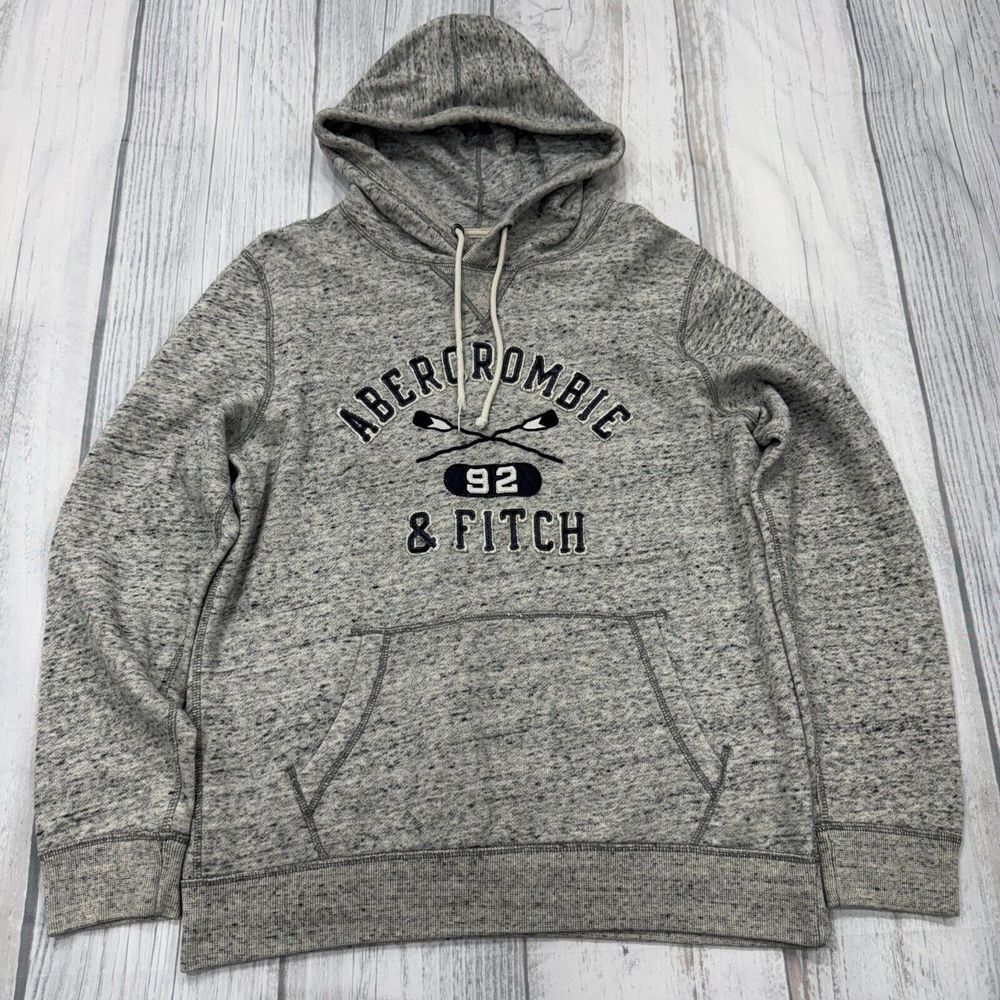 Abercrombie & Fitch Hoodieโ Sweatshirt M Heather Gray 92 Spellout Mens